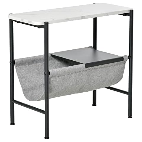 Mesa Auxiliar HOMCOM con Bolsillo y Estante Extraíble Cover