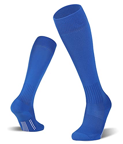 Fitrell 2/3 Pack Soccer Socks For Youth Kids Adult Baseball Softball Football Socks For Men Women Boys Girls,Blue,Medium #TOP17