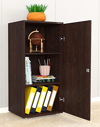 Image of Captiver Alba Engineered Wood Free Standing Home Office Storage Wardrobe cabinets Organizer with 1 Door Lockable (19X15X38 Inch, Wenge)