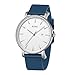 BUREI Men Wrist Watches Fashion Minimalist Analog Quartz Waterproof Watches for Men (White-Silver-Blue Band)