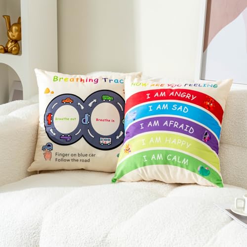B BBPM Classroom Must Haves Throw Pillow Covers Set of 2 - Calming Corner School Counselor Office Mental Health Pillow Decor Calm Down Corner Items for Home Kids Dutch Velvet 18x18 Inch - Image 6