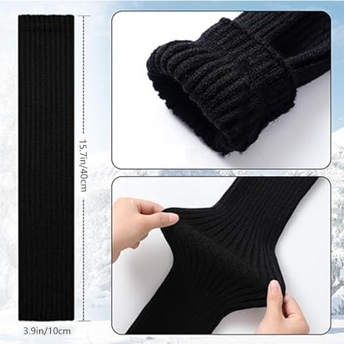 Jambiere Femme FANSU Guêtres Femme Chaude, Lot De 3 Paires De Hiver, Jambières à Tricoter D'Hiver Tricot Jambe Chaussette Pour Fille, Yoga, Ballet, Danse (Beige Foncé,40x9cm Leg Warmers