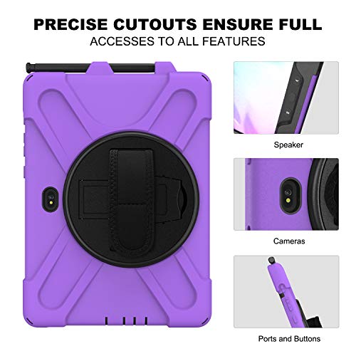 Étui robuste Samsung Galaxy Tab Active 4 Pro violet avec sangle et support