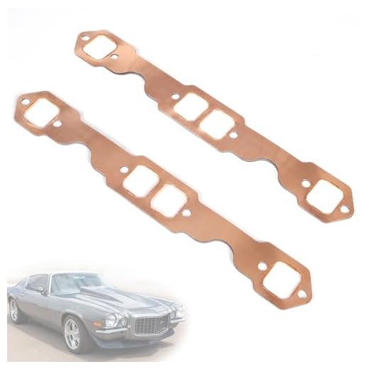 Atesilor SBC Header Gaskets, Reusable Copper Square Port Exhaust Gaskets Compatible with Small Block Chevy 305 327 350 383, Fits Block Hugger Headers, 2-Pack