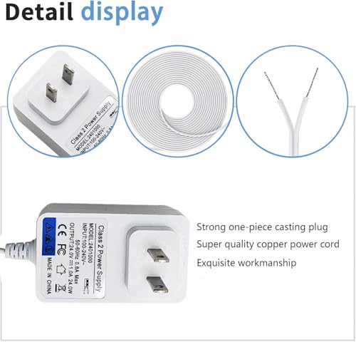24V Doorbell Transformer, 32.8FT Extra Long Cable Power Adapter, C-Wire Power Supply Compatible with Ring Nest Wyze Eufy Video Doorbell, Honeywell Ecobee Sensi Nest Thermostat, 100-240V Input by HUZUM - Used condition - Image 3
