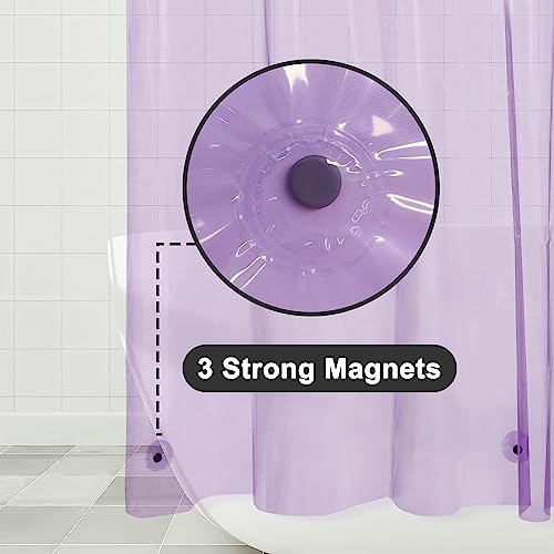 Barossa Design Extra Long Shower Curtain Liner with 3 Magnets - 72" x 84" XL, Waterproof PEVA Lightweight Shower Liner for Bathroom, PVC Free, Metal Grommets - Clear Lavender, 72x84