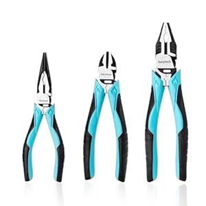 DURATECH Tangen Set 3-delig Combinatietang 200 mm Punttang 160 mm Zijkniptang 160 mm Hoge Hefboomtangen Professionele Tangenset voor Doe-het-zelvers, Professionals, DIY, Reparatie