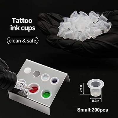 Ink Caps Cups Small - 200pcs Tattoo Pigment Cups Caps Disposable Tattoo Ink Cups for Microblading Permanent Makeup Tattoo Pigment Clear Holder Container Caps
