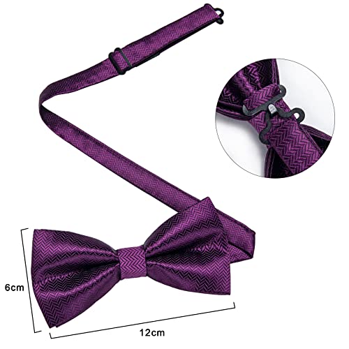 Image of DiBanGu Paisley Pre-Tied Bow Ties for Men Silk Adjustable Bowtie and Pocket Square Cufflinks for Wedding Party