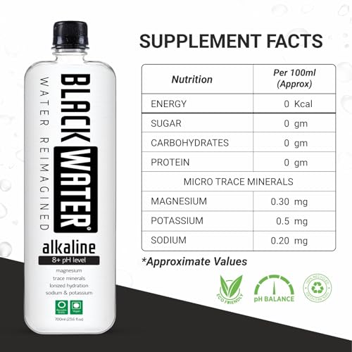 BLACKWATER Alkaline Water 700ml, 8+ pH, with Magnesium (Pack of 1)