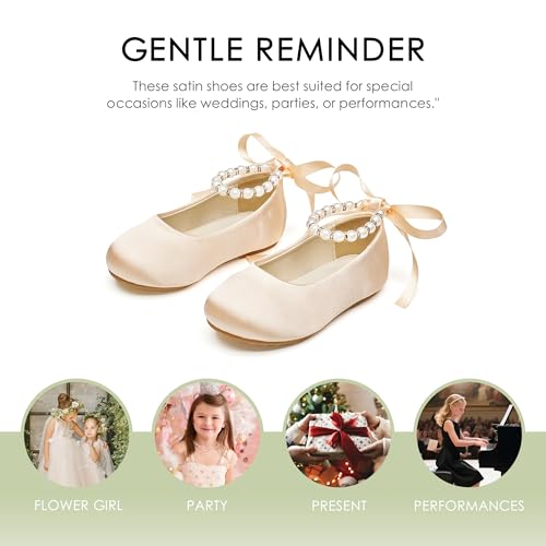 Image of Felix & Flora Girls Toddler Little Ballet Shoes - Flower Girls Mary Jane Flats Dress Shoes Party Wedding