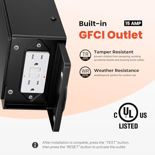Image of Gleamz Black 2 Pack Motion Sensor Outdoor Lights for House with Outlet