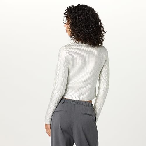 The Drop Women's Sofia Metallic Cable Pullover Sweater2