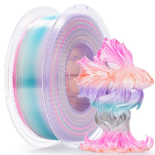 Image of Silk Rainbow Petal PLA Filament 1.75mm, Soft Floral Gradient Multicolor 3D Printer Filament, Smooth Glossy Petal Luster Perfect for DIY Art Floral Decor