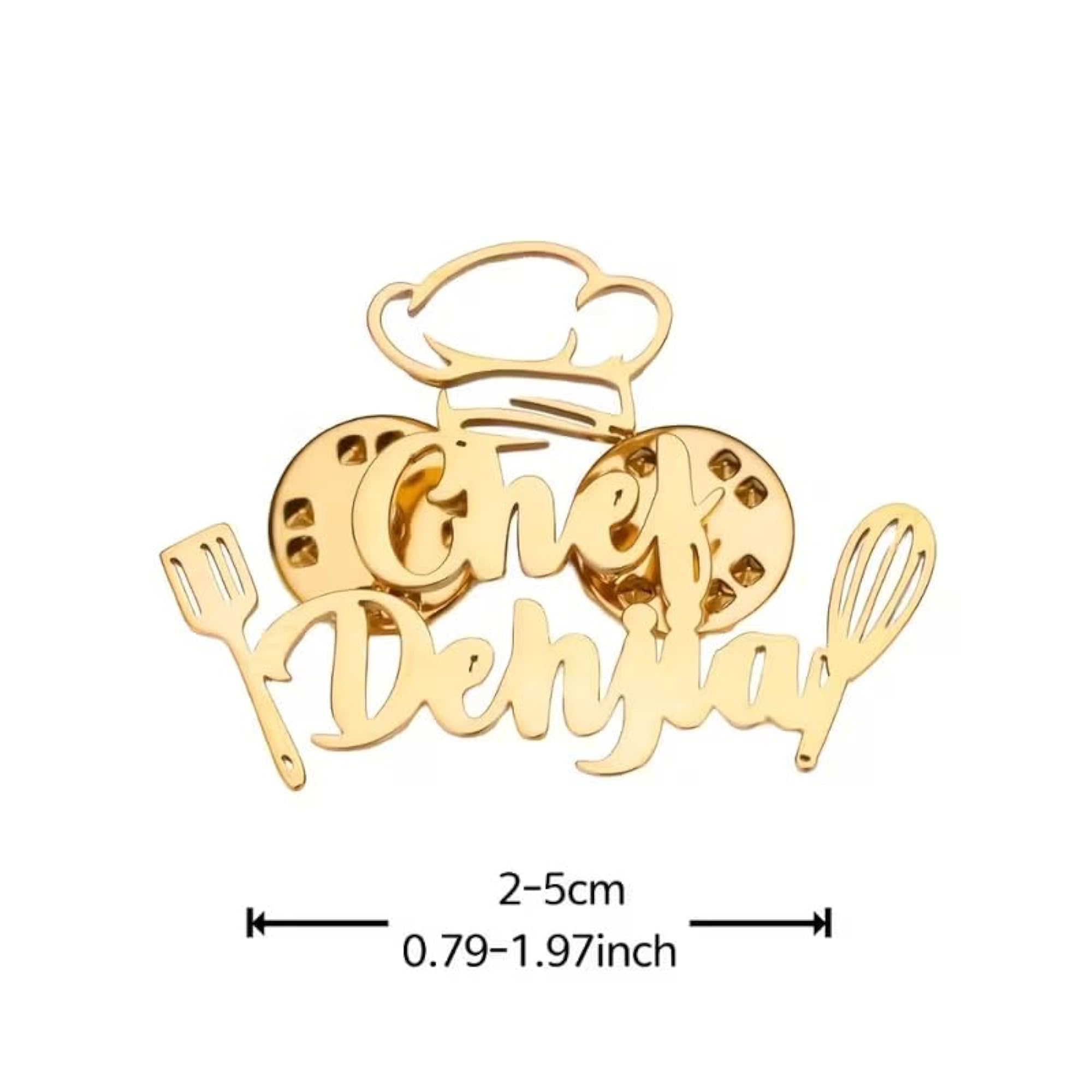 Personalized Chef Name Brooch Pin, Custom Design