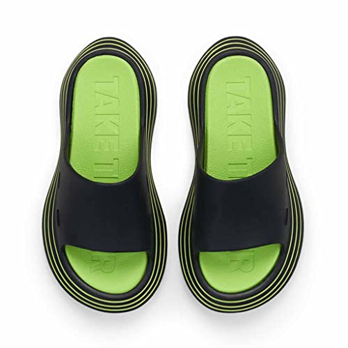 Women and Men Anti-Slip Slippers, Open Toe Flat Sandals with Arch Support，Eva Toe Flip Flop Womens Shower Summer Beach Pool Bathroom Garden Shoes (Color : Black, Size : EUR42-43)