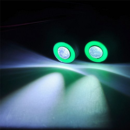MOHERO 2 LEDs Angel Eyes & Demon Eyes LED Light Headlights for 1/10 RC Model Crawler Cars Headlamps (Green+White, 10mm)