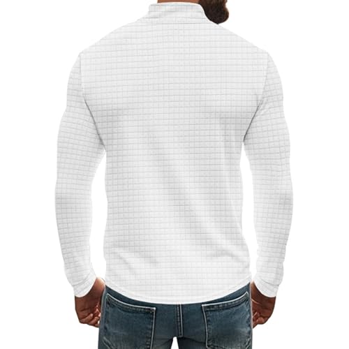 Mens Quarter Zip Sweatshirt Long Sleeve Casual Waffle Pullover Solid Color Geometric Texture Pullover Muscle T Shirts2