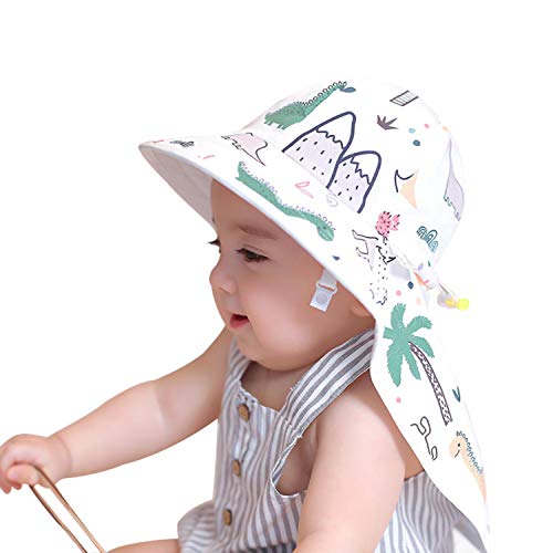 Baby Girls Wide Brim Sun Protection Hat Upf 50+,Foldable Baby Girl Boy Sun Hat (6-12 Months, Dinosaur) #TOP7