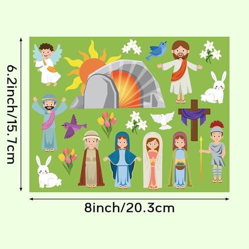 Fournitures de fête de Pâques religieuse : 80 planches de stickers de la Résurrection de Jésus - 3