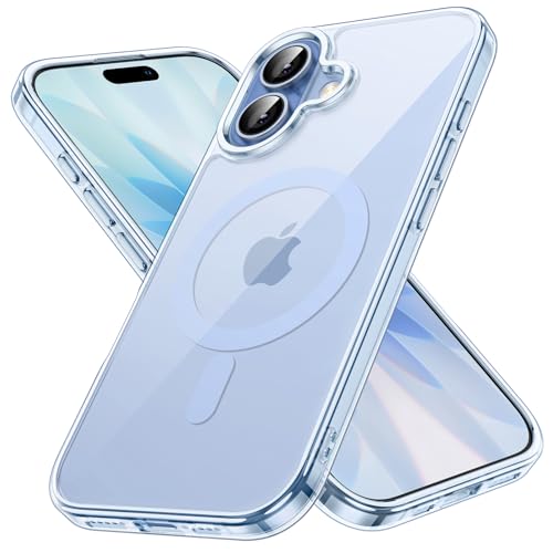 JETech Cover Magnetica per iPhone 17 6,3 Pollici Compatibile con MagSafe, Antiurto Cellulare Paraurti Custodia, Anti-Graffio Retro Trasparente (Azzurro nebbia)