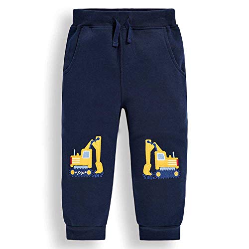 Little Boys Trousers Cute Cartoon Printed Casual Knit Elastic Pants Toddler Boy Soft Cotton Sweatpants