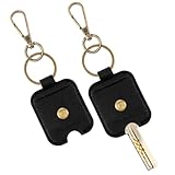 Molain 2Pcs Leather Car Key Cover, Broken Key Loop Replacement Key Covers Caps Protector with Keychain Holder(Black)