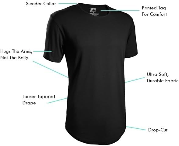 Mens T Shirts - Short Sleeve Fitted Crew Neck - Soft Premium Tapered Tees - Black & White 2 Pack - Image 4