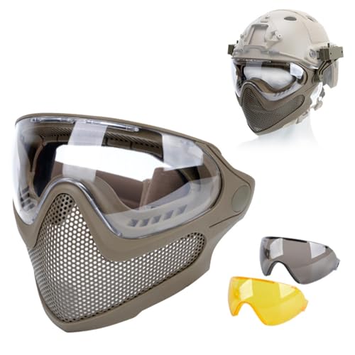 Masque airsoft 2 modes protection tactique intégrale lunettes antibuée