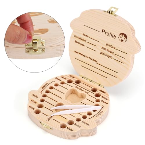 Boîte à dents de bébé en bois NASHRIO pour figer les souvenirs