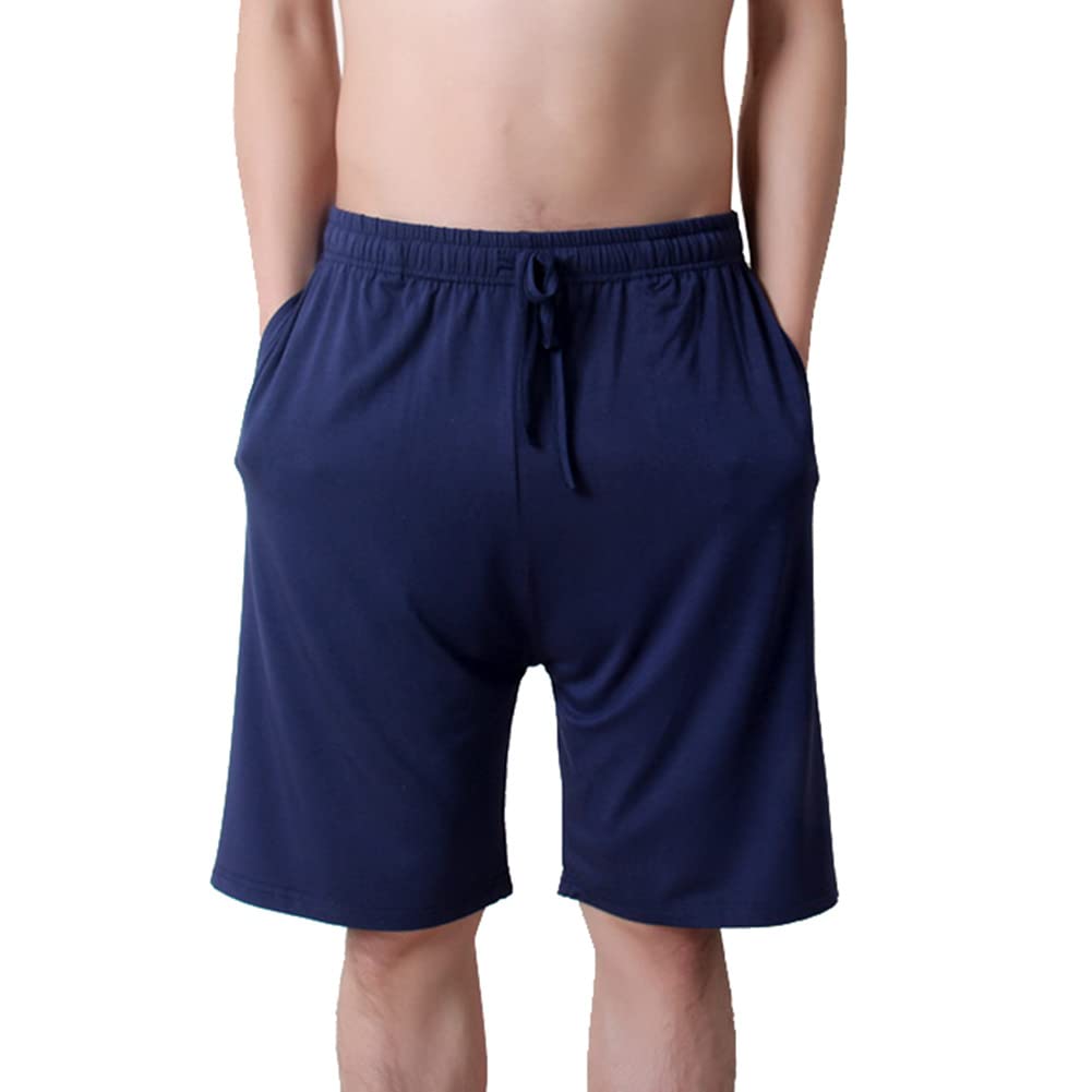 Simiduneur Men's Navy Lounge Wear Shorts Nightwear Super Soft Comfy Model Pyjama Bottoms With Pockets,,6Xl