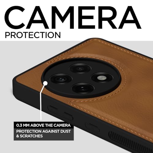 Image of Amazon Basics Back Cover for OnePlus 13R 5G | Flexible Pu Leather | Full Camera Protection | Raised Edges | Super Soft-Touch | Bumper Case (Brown)