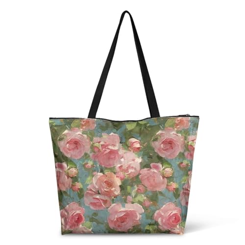 Image of Art Lover Zippered Tote Bag Waterproof Large Work Tote Bags, Artwork Women's Purse Handbags Travel Totes