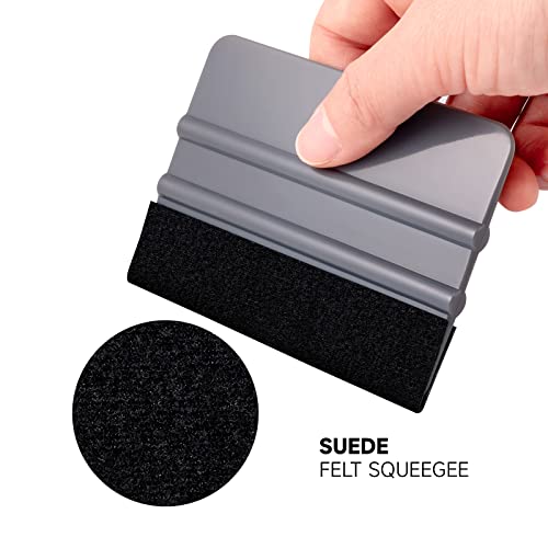 FOSHIO 10Stück Rakel Set Filzrakel mit Filzkante Filzrakel zur Verklebung von Folie Wandtattoo,Fensterfolie Tönungsfolie Rakel für Auto Grau Rakel,10cmx7.5cm