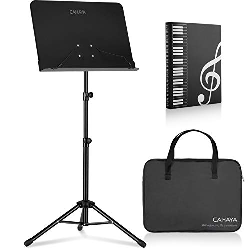 CAHAYA Sheet Music Stand Metal Portable with Carrying Bag, Sheet Music Folder, Projector