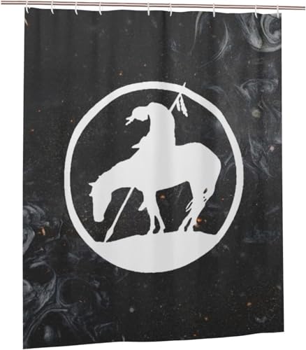 LOKLNEYK End Trail Native American Indian Warrior Shower Curtains with