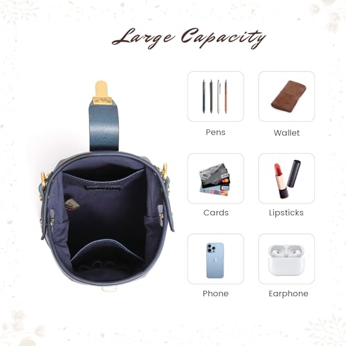 Image of OLD TREND Doctor Bucket Crossbody Handbag | Luxurious and Versatile Bag for Women | Genuine Cowhide Leather