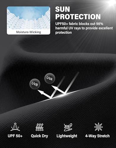 G Gradual Men's UPF 50+ Sun Protection Hoodie Jacket Lightweight Full Zip Hoodies Long Sleeve Shirts for Men Hiking Fishing(Black,L)