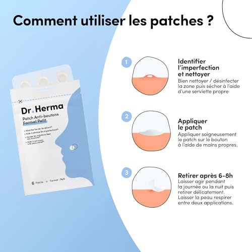 Dr. Herma - Anti-Pickel Pflaster, unsichtbare Akne-Patches - Ergebnisse in 6-8 Stunden - dermatologisch getestet - Salicylsäure, Hydrokolloide, Teebaumöl - Packung mit 6 Pflastern