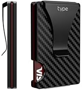 typecase Minimalist Mens Wallet Card Holder: Real Carbon Fiber, Removable Money Clip, RFID Blocki...