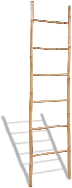 vidaXL Bamboo Towel Ladder with 6 Rungs Rack Bathroom Storage Rail Household