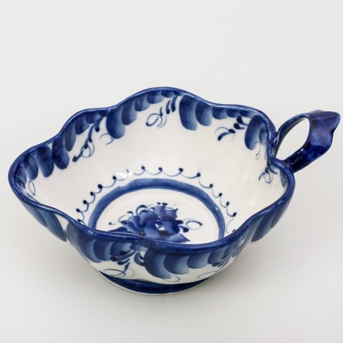 Leaf #2 Salad Bowl Gzhel Porcelain #TOP1