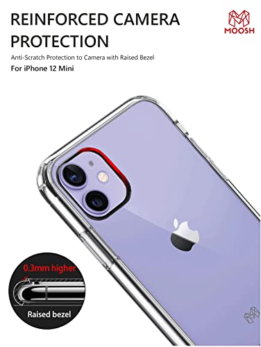 Image of MOOSH Commuter Series for iPhone 12 Mini Case Clear Back 10FT Drop Tested Scratch-Resistant Raised Edges Replaceable Colour Blocks Shock Absorption Apple iPhone 12 Mini Case 5.4 inch (Clear)