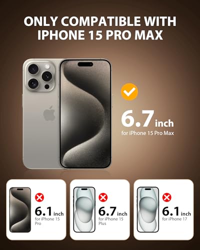 Image of PDDKISS 2 Pack Screen Protector for iPhone 15 Pro Max (2023) 6.7 inch Shatterproof Tempered Glass Edge Coverage
