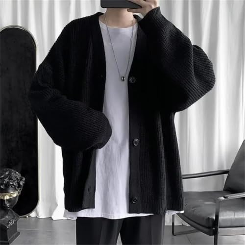 Man Clothes V Neck Cardigan Knitted Sweaters Streetwear Vintage Tops2