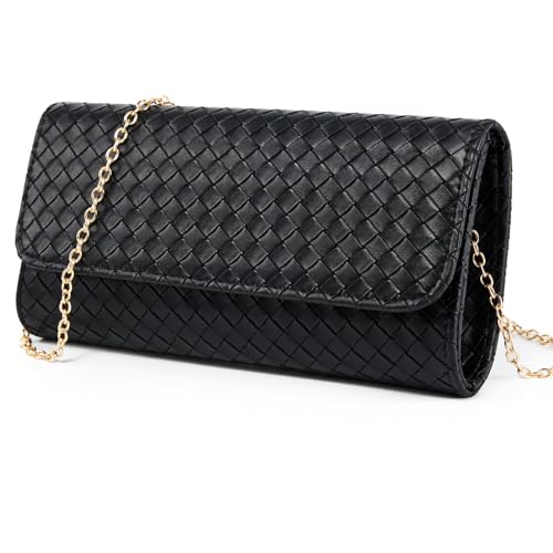 Gurina Woven Texture PU Clutch Purse for Women - Sleek