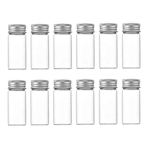 Lot de 12 Mini flacons vides en Verre Transparent avec Bouchon à vis en Aluminium - 30 ML