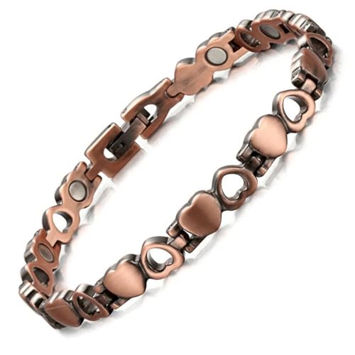 Image of Copper Bracelet for Women 99.9% Pure Copper Crystal Bracelets Link Chain Charm Jewelry Present 3500 Gauss with Adjustment Tool