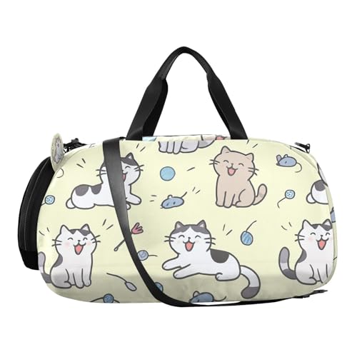 Cute Cats Girl's Gym Duffel Bag with Shoes Compartment Multifunctional Carry on Luggage for Travel, Sports, Fitness & Workout2