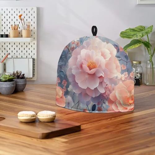 Image of Peony Flower Tea Cosy for Teapot Keeping Warm Tea Pot Cozy Dust Proof RetroTeapot Insulation Cover for Breakfast Warmer Kitchen Decorative,Soft & Washable Kettle Cover for Coffee Cup